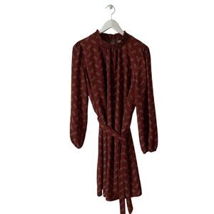 Ann Taylor Brown Floral Print Mini Dress Size Large